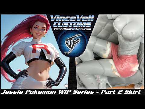 Jessie Pokemon Custom Statue WIP Part 2 skirt & boots