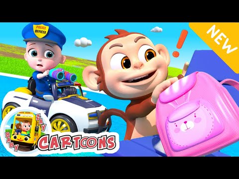Zay pretend play as policeman in his toy police car and catching thief