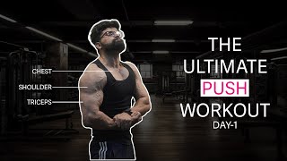 PUSH DAY workout series DAY-1💪🏻 || pt(personal training ke Bina) workout kaise kare??🤔