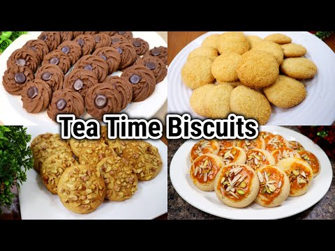 Top 4 Tea Time Biscuits Recipe | Nankhatai | Chocolate, Coconut, Coffee Walnut Biscuit By chef Maria