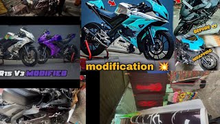 Old r15v3 full modification 🔥full Wrapping🏍️#viralvideo #motovolgger #rider #vlogger