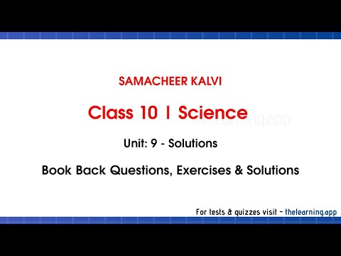 Solutions Book back Questions, Answers | Unit 9 | Class 10 | Chemistry | Science | Samacheer Kalvi