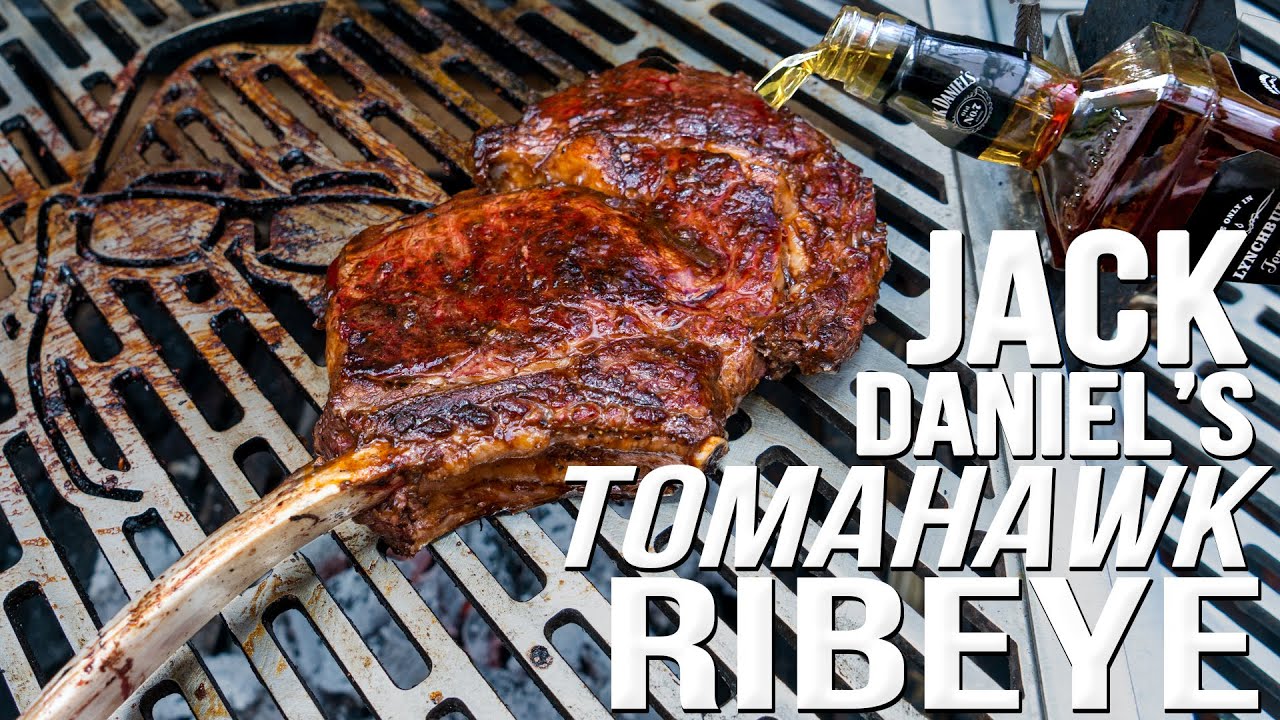 Jack daniel's whiskey tomahawk ribeye steak (wow) 4k