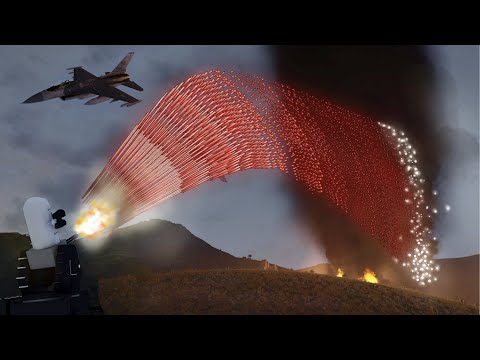 F-16 Fighter Jet disabled Engine Block after C-RAM Hits  - CIWS - Military Simulation - ArmA 3