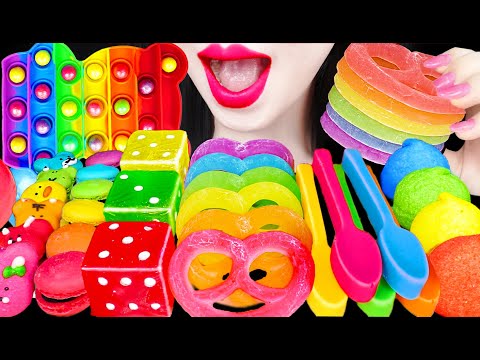 ASMR Edible Pop It, Push Pop, Dice Candy, Edible Spoon 먹는 팝잇 숟가락 주사위 캔디 먹방 Mukbang, Eating