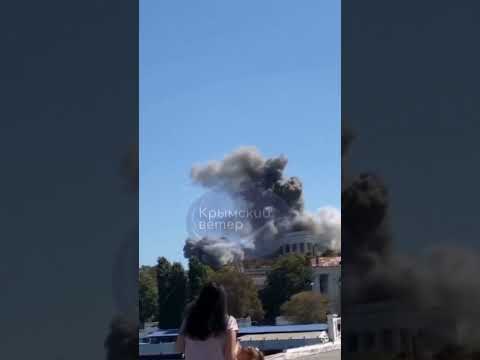 Moment missile strikes Russian HQ
