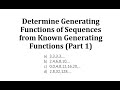 Generating Functions and Sequences