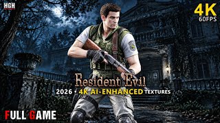 RESIDENT EVIL HD REMASTER | 4K AI-ENHANCED TEXTURE PACK | CHRIS FULL GAME Walkthrough |No Commentary
