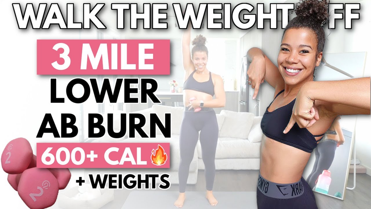 3 Mile SWEATY Lower Belly Fat Walking Workout with Weights (Burns over 600 Calories! - Grow with Jo