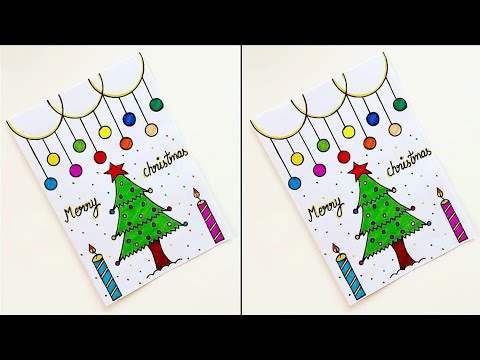 How to make white paper Christmas🎄 tree greeting Card | DIY Handmade Merry christmas card idea 2024