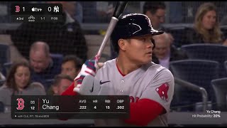 張育成 Yu Chang 0924 紅襪出戰洋基 先發游擊手  第9棒 第一打席面對洋基王牌右投Gerrit Cole  打席逐球回顧