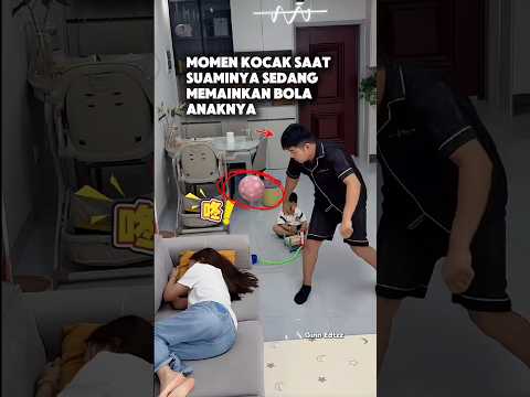 Momen Kocak Saat Suaminya Sedang Memainkan Bola Anaknya 🤣