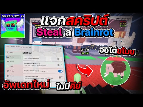 แจกสคริปแมพ Steal A Brainrot วาร์ปขโมย เดินบนฟ้า วิ่งไว ขโมยออโต้! ไม่โดนเตะ [ไม่มีคีย์]