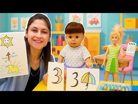 Öğretmen Barbie'nin sayı sanatı dersi: Rakamlardan çizimler yapmayı öğreniyoruz! Çocuk oyunları.