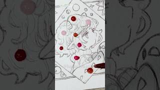 【透明水彩】🍎👻横顔の怪物さんを塗るメイキング🎨🦜#Shorts  #illustration #watercolor