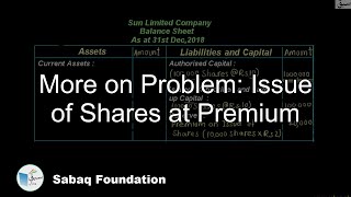 More on Problem: Issue of Shares at Premium