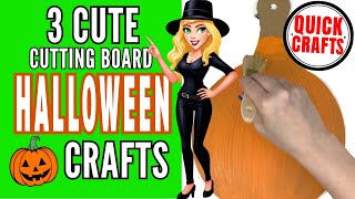 Cute not Creepy Cutting Board Halloween Crafts! Dollar Tree Halloween DIY