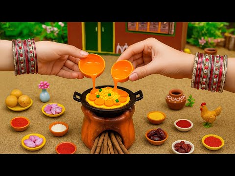 Miniature Masala Egg Rice Recipe 🥚😋 Indian Egg Fried Rice With Silky Yolk Drizzle  | Tiny Foodkey