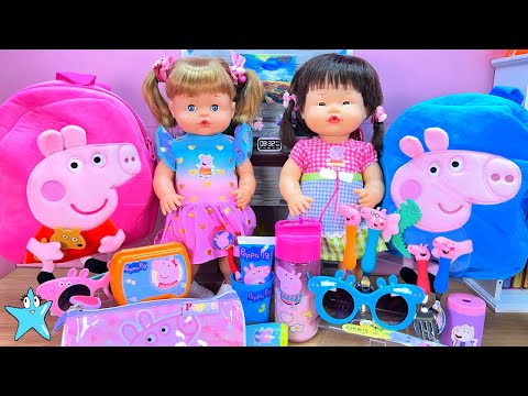 Muñecas Bebé ANI y ONA RUTINA PRIMER DÍA de COLEGIO🎒lo llevan todo todisisisímo de🐷PEPPA PIG