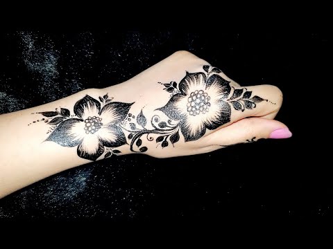 بسيط وسهل نقش حناء اسود 😍💕 henna for hands