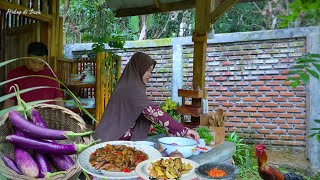 Panen terong ungu, dimasak begini rasanya seperti jamur liar | Hidup di desa masak sederhana