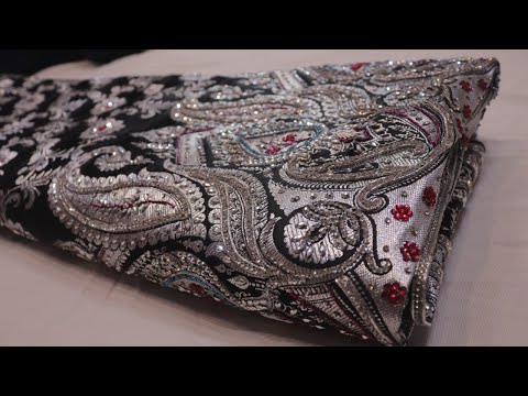 ARNG-3445 "The Midnight Black" Premium Banarasi Silk Saree|Silk||Siver Zari||Zardozi||Crystals