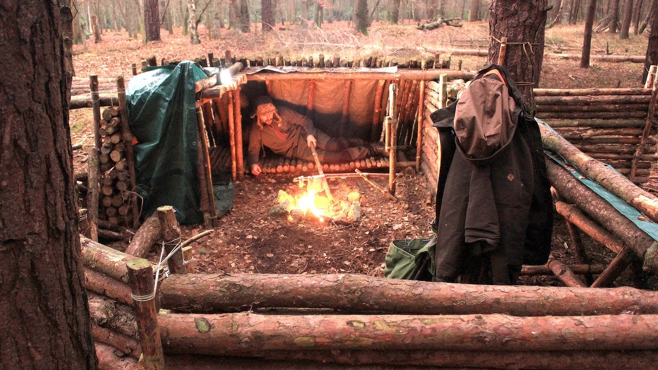 Solo Overnight at the Bushcraft Camp - Fire, Cooking, Axe Work