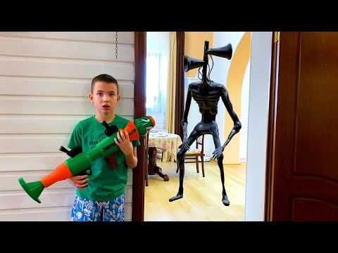 Nerf War The toy siren head came to life Нерф Игра Игрушка Сиренаголового ожила