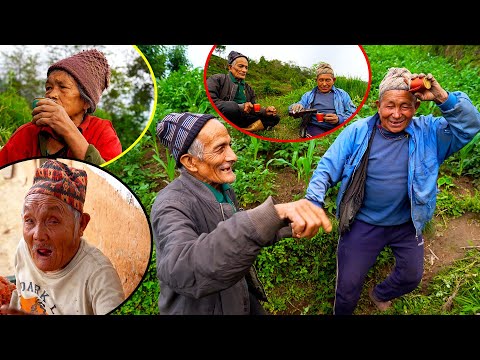 Village Old man dancing after drinking alcohol II Sanjip meeting Sick dad & mom@AloneAdhirajnepal