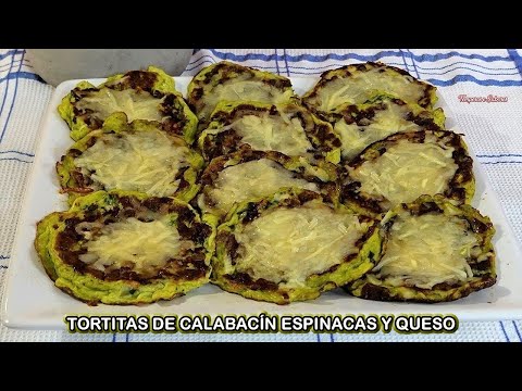 TORTITAS DE CALABACÍN ESPINACAS Y QUESO SIN GLUTEN y fáciles de hacer