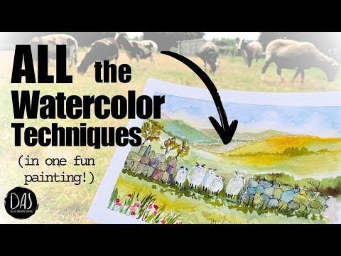 6 Must-Have Watercolor Skills (in 1 Whimsical Landscape Painting)