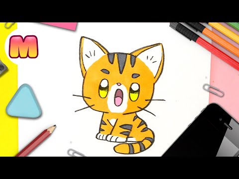 Como dibujar un GATO KAWAII 💖 FACIL PASO A PASO 💖 como dibujar un gatito bebe con Jape