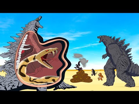 Rescue GODZILLA EARTH From GIANT PYTHON : The Battle Against Digestive System - FUNNY CARTOON