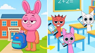 Sprunki Starts School! 📚 Adventures, Cardboard Crafts & Fun Paper Games!
