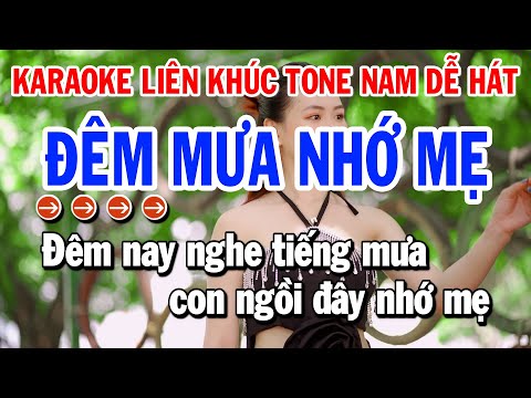 Karaoke Liên Khúc Nhạc Sống Tone Nam Dễ Hát | Đêm Mưa Nhớ Mẹ