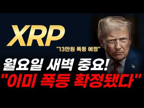 [리플 전망] 월요일 새벽 긴급 승부수! 3조 원 매집한 월가 고래들 XRP 이미 폭등 시작됐다! (나스닥 상장, 비트코인 대응 전략)