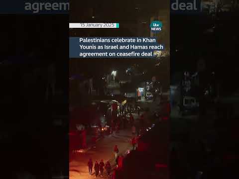 Palestinians celebrate in Khan Younis as Israel and Hamas reach agreement on ceasefire deal #shorts