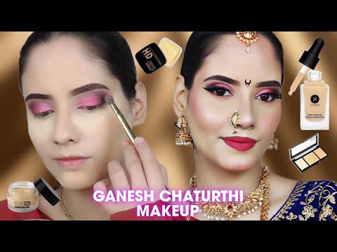 🙏🏻GANESH CHATURTHI ✨😍WATERPROOF SWEAT PROOF MAKEUP TUTORIAL STEP BY STEP🫡//USING AFFORDABLE PRODUCT