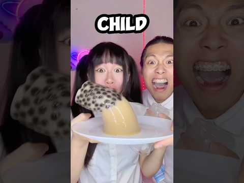 Adult VS Child Emoji Food Challenge ASMR 🥵bubble tea🧋boba #asmr #mukbang #funny #milo