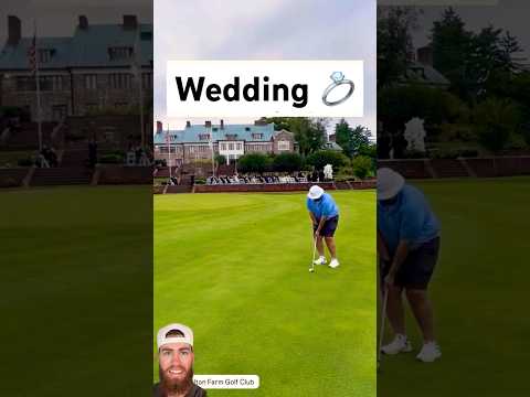 Hitting a shot in front of a wedding reception π #golf #golfshorts #wedding