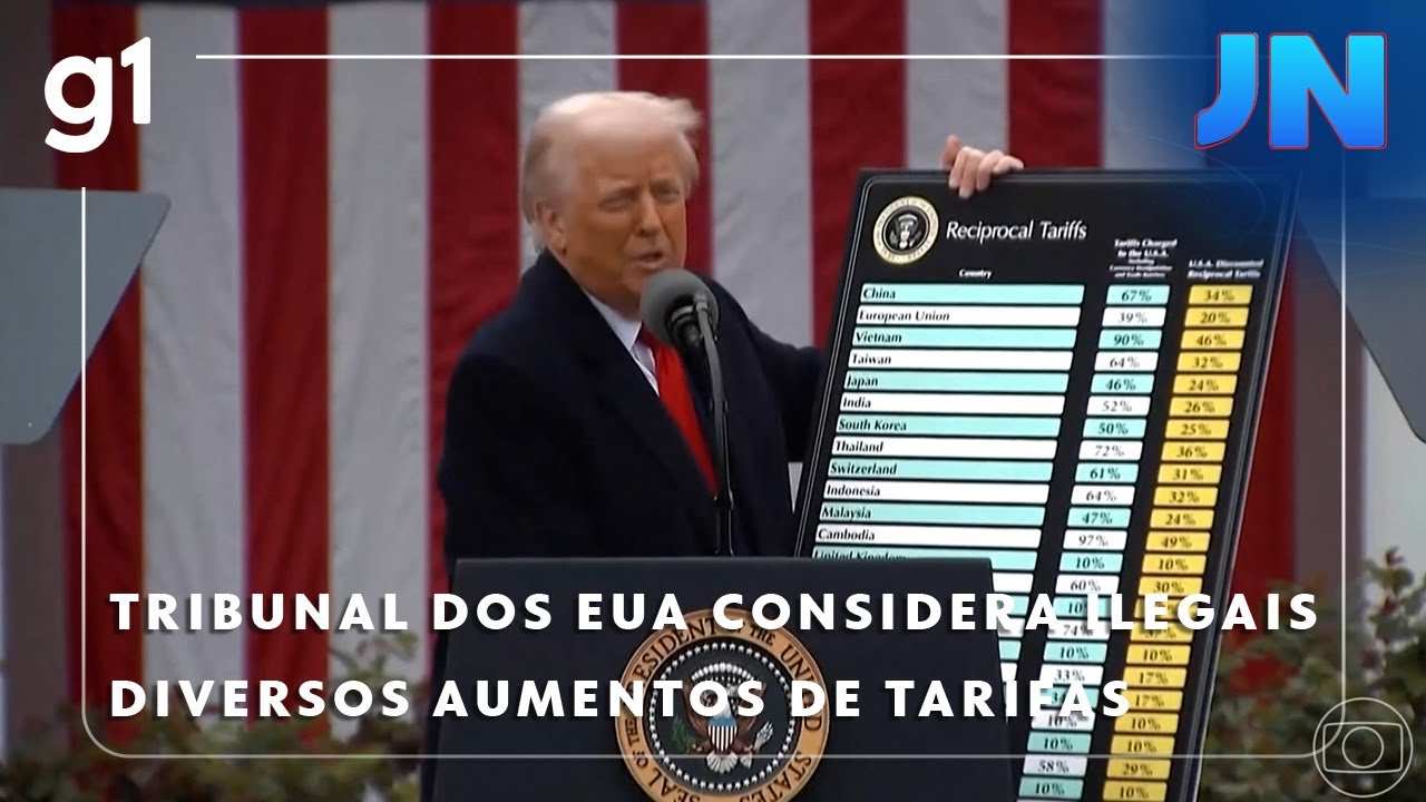 Jornal Nacional Tribunal dos EUA considera ilegais diversos aumentos de tarifas de Trump