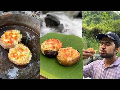 Making Cheesy potato in Jungle || Cheesy potato without oven