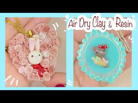 Air dry Clay (Cold porcelain) and Resin- jewelry- DIY