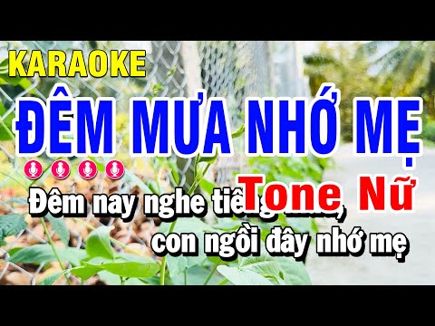 Karaoke Đêm Mưa Nhớ Mẹ Nhạc Sống Tone Nữ | Beat Huỳnh Anh