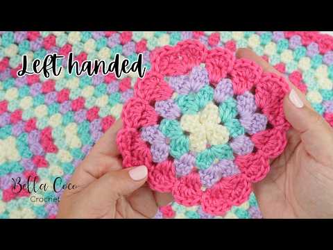 LEFT HANDED CROCHET: How To Crochet A Fast and Easy Blanket | Multi Color Granny Square