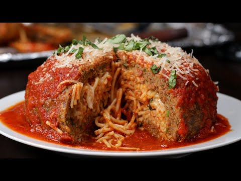 Giant Spaghetti-Stuffed Meatball