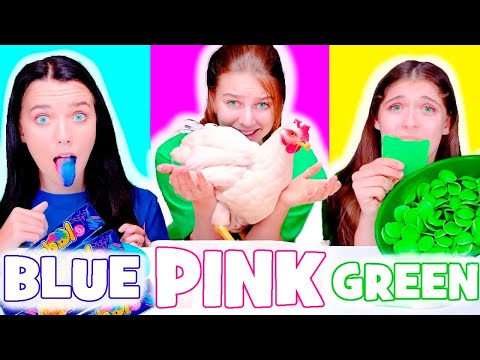 ASMR Eating Only One Color Food Pink VS Blue VS Green