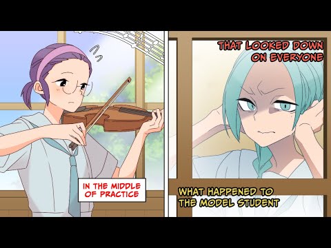 The perfect model student looked upset while I played violin... [Manga Dub]