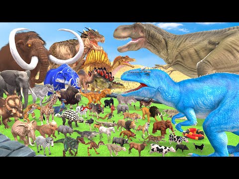The Ultimate Battle 44 Wild Animals vs GIGA T-REX Dinosaur Death Run Animal Revolt Battle Simulator