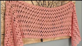 شال كروشيه مستطيل سهل وسريع /crochet shawl 